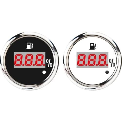 52mm Digital Fuel Level Gauge 0-190Ohm 240-33Ohm Universal Oil Tank Level Indicator Red Backlight with Alarm
