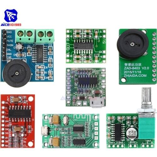 PAM8403 Class D DC 5V 2 Channel Micro USB Digital Audio Amplifier Board Module 2*3W Volume Control Switch Stereo Amplifier Board