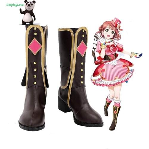 CosplayLove LoveLive! School Idol Festival PERFECT Uehara Ayumu Brown Cosplay Shoes Long Boots Leather Custom Made