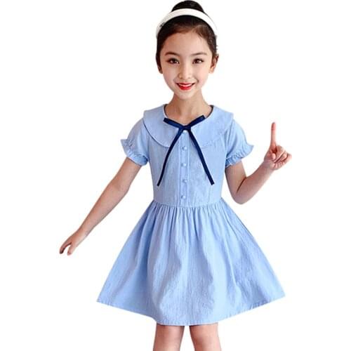 Kids Dresses For Girls Bow Party Dress For Kids Girl Casual Style Child Dress Summer Clothes Girl 6 8 10 12 14