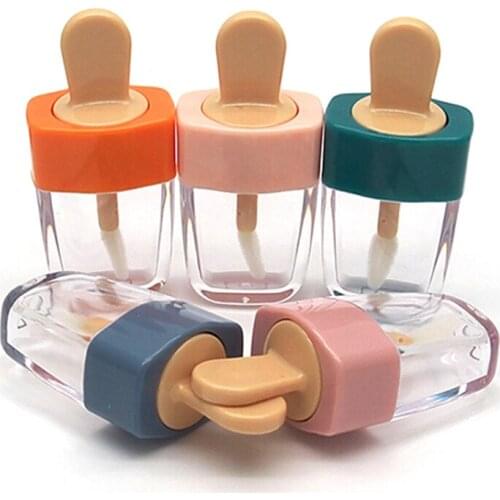 6ML Empty Lip Gloss Tube Container Ice Cream Shape Bottle Lip Balm Refillable Bottle Cosmetic Ice Cream Transparent