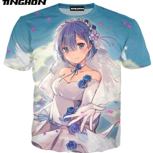 XS-7XL Anime Re:zero Twin Ram Rem Cosplay 3D Print Men Women Short Sleeves Summer Streetwear Casual T shirt 12