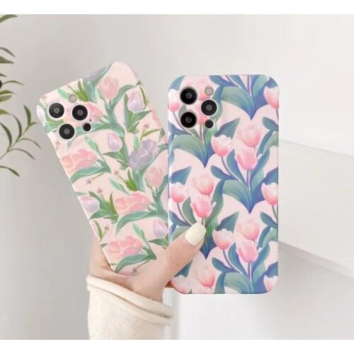 Gimfun Matte Blue Flower Phone Case for iPhone 11 12 Pro Max Xs Max Xr 7 8plus Shockproof Floral Soft Silicone Back Cover Cases