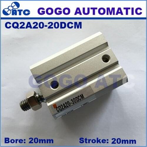 GOGO double acting with rubber bumper single rod end male thread CQ2A20-20DCM aluminum pneumatic compact Actuator