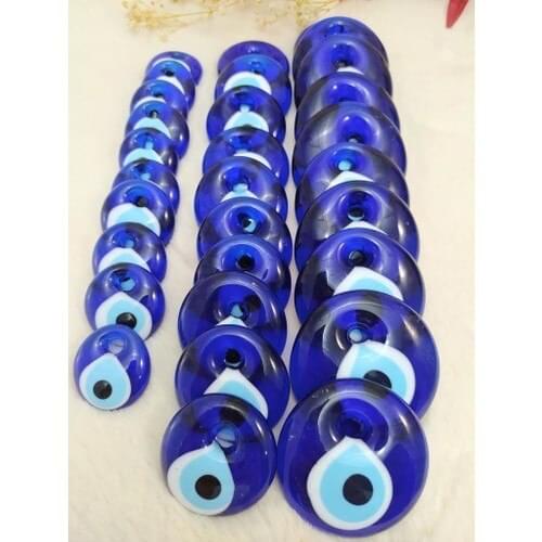Hd My store 30 Pcs evil eye Bead Mixed size 3,5-4,5-5,5 cm Hole Glass Amulet Tree Ornament Decorative Evil Eye