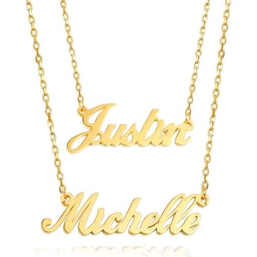 Gold Silver Rose Gold Color Personalized Name Necklace Stainless Steel Customized Nameplate Necklaces Font Name Pendant Necklace