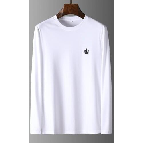 JSBDDaily versatile high texture 120 double mercerized cotton base shirt mens fall casual mens round neck long sleeve T-shirt