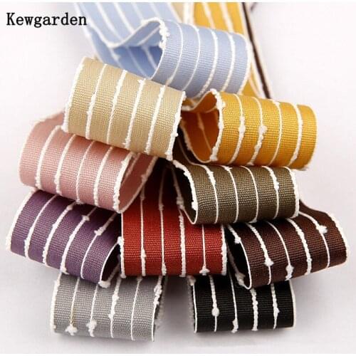 Kewgarden Stripe Ribbon 1" 1-1/2" 3/8" 10mm 25mm 38mm DIY Make Lolita Bow Hair Accessories Handmade Satin Crafts 10 Yards