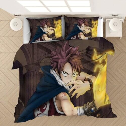Kids Bedding Set Fairy Tail Cartoon Gift Anime Bed Linen Quilt Duvet Cover Sets Home Decor Twin Single Queen King Size Fashion