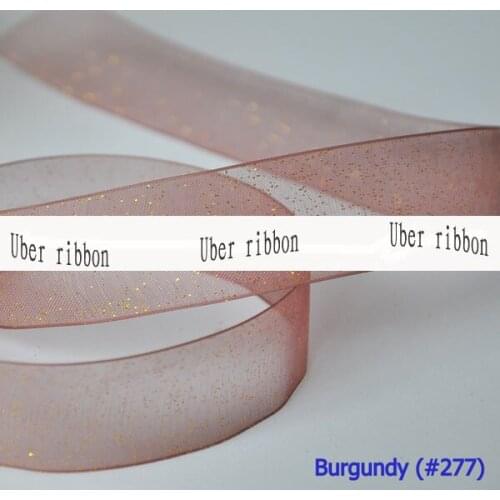 [IuBuFiGo] 1/2" (13mm) Gold Spray-glitter Print Organza Ribbons Gift Packing Wedding Decoration Sparkle Ribbon 100yard/lot