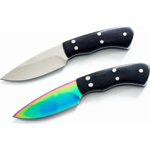 Mini BN-56 LDT Knives Mirror 440 Blade Wood Handle Straight Knives Camping Tactical Knife Pocket Ridge EDC Survival Hunting Tool
