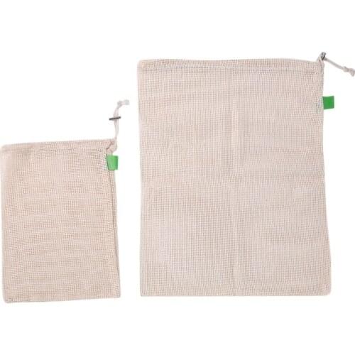 Reusable Produce Bags Kitchen Onion Potato Fruit Mesh Bag Eco Friendly Vegetable Bag Cotton Hanging Storage Basket