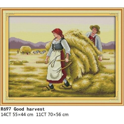 Joy Sunday Good harvest Cross Stitch Kits Embroidery Needlework Counted Fabric 11CT 14CT Printed Stamped Crafts Thread Decor Set