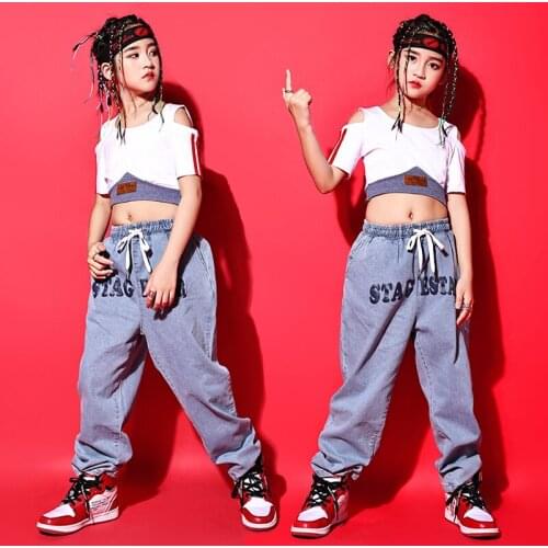 2021 New Girls Jazz Dance Costumes For Kids Street Dance Outfits Children Hip Hop Dance Clothes Performance Rave Clothes DN8159