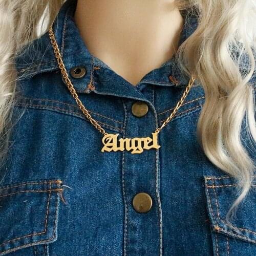 Angel stainless steel necklace personalized custom custom name pendant jewelry men and women jewelry gifts for girlfriend