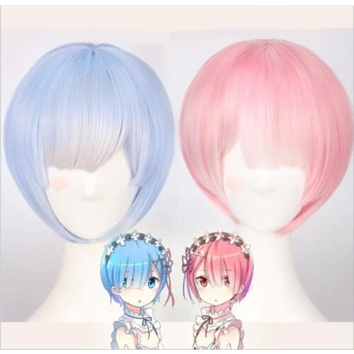 REM Cosplay Wig Or RAM Cosplay Wig Re: zero Start Life In Another World Play Costume Halloween Costumes Wigs