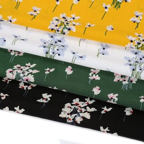 Dress Fabric Crepe Chiffon Dress Shirt Trousers Fabric Small Flowers Printed Fabric