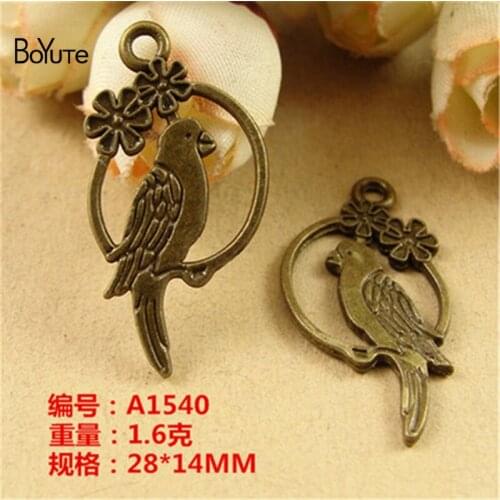 BoYuTe (50 Pieces/Lot) 28*14MM Zinc Alloy Bird Charms Antique Bronze Plated Charm Pendants for Diy Bracelet & Necklace Jewelry