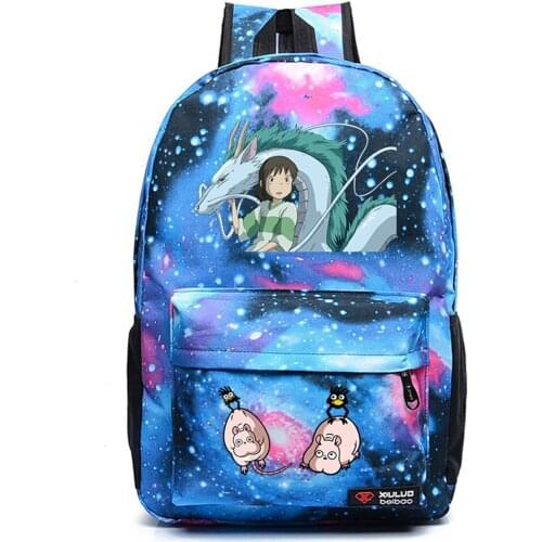 Casual Backpack Anime Spirited Away Canvas Packsack High Quality Teenger Schoolbag Unisex Student Travel Laptop Bag