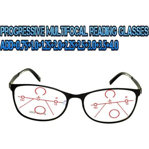 Progressive Multifocal Anti Blu Light Reading Glasses Black Frame Men Women High Quality +1.0 +1.5 +1.75 +2.0 +2.5 +3 +3.5 +4