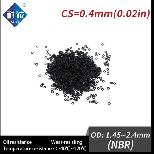 10PCS/lot Rubber Black NBR CS 0.4mm thickness OD1.45/1.6/2/2.4mm O Ring Gasket Oil resistant waterproof Nitrile rubber oring