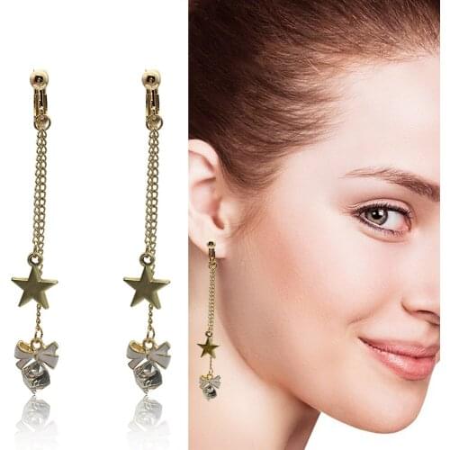 Korean Hypoallergenic Imitation Pearl Dangle Flowers Earrings for Women Non-Pierced Clip on Earrings Dinner Parties Jewelry