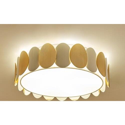 Nordic Style Warm Romantic Bedroom Led Ceiling Lamp Art Light Luxury Circle Round Iron Kitchen Study Ceiling Light Fixtures