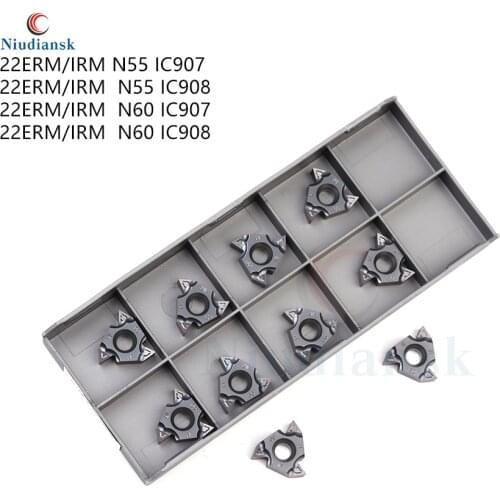 10pcs 22ERM N55 IC907 IC908 22ERM N60 IC908 22IRM N55 IC908 22IRM N60 IC907 Carbide Insert CNC Lathe Tool Threading Turning Tool
