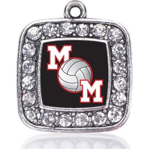 All the mommies Show your style VOLLEYBALL MOM SQUARE CHARM antique silver plated jewelry
