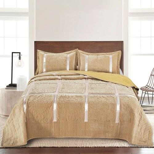 Embroidered Bedspread on the Bed Plush Quilt Set 3PCS Quilted Coverlet Bed Cover Sheets King Size Winter Double Blanket