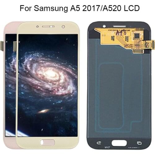 Y-HOIVA 100% Tested Super AMOLED LCD For SAMSUNG GALAXY A5 2017 A520 A520F SM-A520F LCD Digitizer Touch Assembly Black Gold Pink