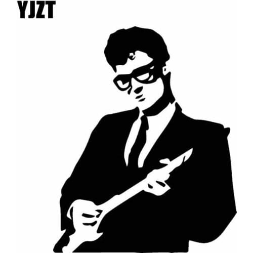 YJZT 13CM*16.1CM Buddy Holly Decoration rock and roll Vinyl Decal Car Sticker Beautiful Black/Silver C27-0159