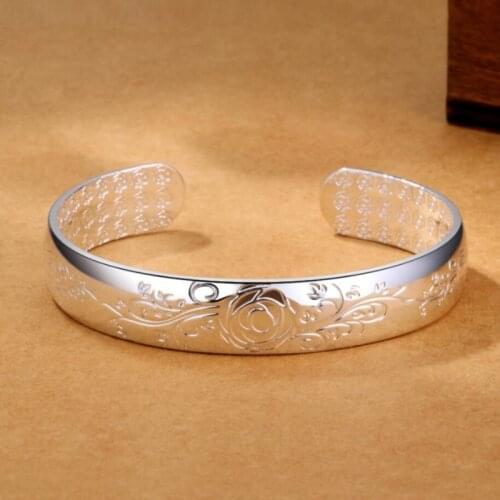 Sole Memory Vintage Peony Simple Exquisite Wild 925 Sterling Silver Female Resizable Bangles SBR158