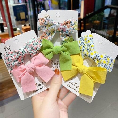 1 Pair (2 Pieces/Lot) Hair Accessories 3‘’ Floral Hair Bows for Girls Hair Clips Set Cute Flower Hairpin Kids Headdress