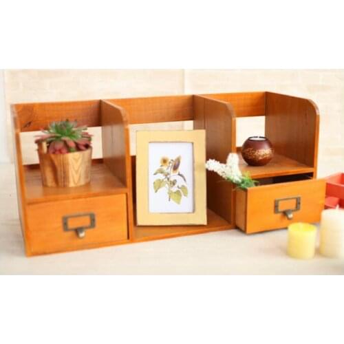 1PC Zakka Grocery Wooden Drawer Cabinet Desktop Book Organzier Home Decoration Wood Storage Box NM 009