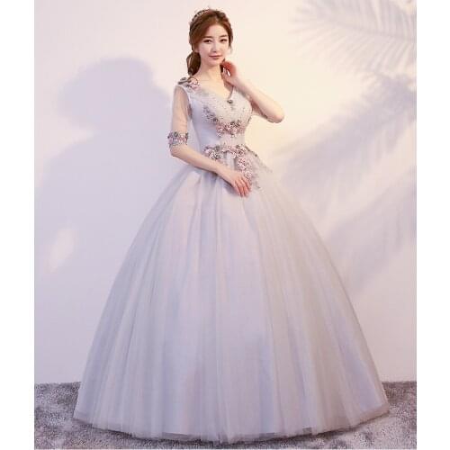 100%real grey cosplay ball gown princess medieval dress Renaissance Gown queen Victoria/ball gown/Belle Ball