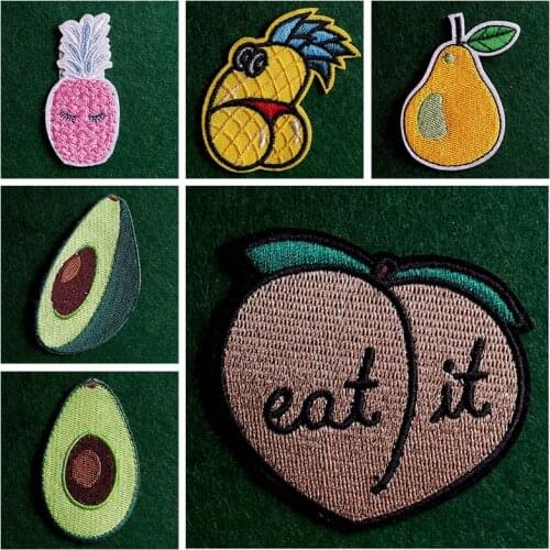 2PCs/Lot Iron On Patch Fruit Plant Patch Embroidery Patches For Clothes Stripes DIY Badges Patches On Clothing Stickers Decor