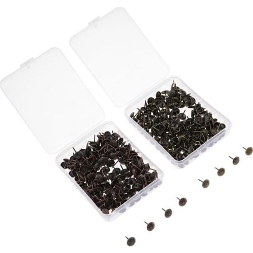 200Pcs 11*17mm Zinc Alloy Furniture Decor Upholstery Nails Jewelry Wood Case Sofa Tack Stud Pushpin Doornail with Storage Box