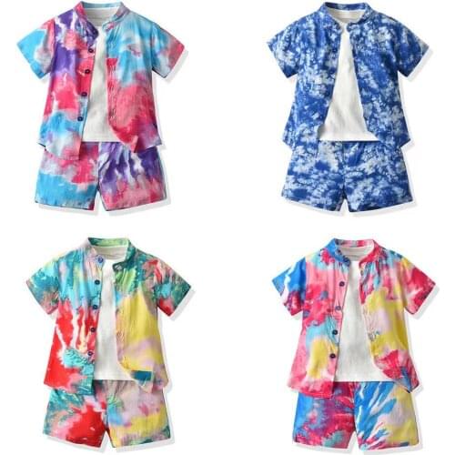 2021 Summer Baby Boys Girls Children 3pcs Tie Dye Shorts Set
