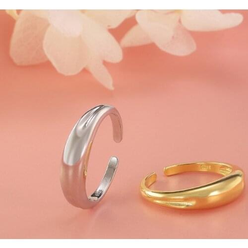 2021 New Arrival Japan Korea Hot Sale 925 Sterling Silver Glossy Arc Ring Can Be Adjusted For Women Fashion Party Gift Jewelry