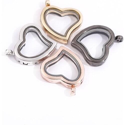 4 Color Alloy Floating Locket Magnetic Glass Living Memory Locket Pendant