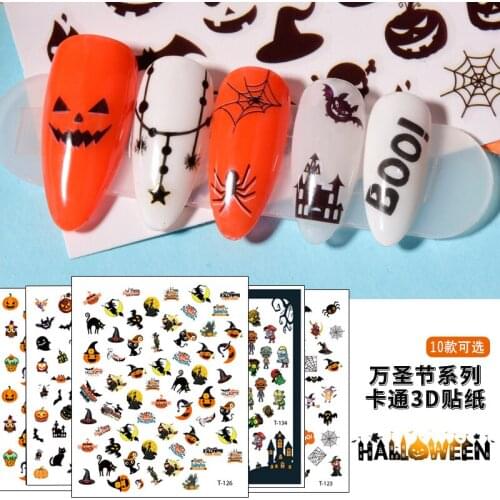 5 SheetsHalloween Nails Art Manicure Back Glue Decal Decorations Nail Sticker For Nails Tips BeautyDesign Manicure DIY Accessori