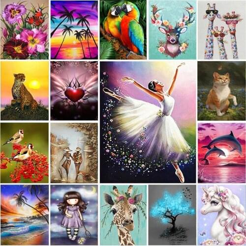 5D DIY Diamond Painting Kit Elephant Animal Mosaic Flower Full Circle Diamond Embroidery Rhinestone Craft Home Decoration Gift