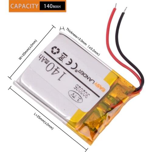 302025 3.7V 140mAh Rechargeable li Polymer Li-ion Battery For mp3 mp4 mp5 gps Bluetooth Speaker headset small Toys 032025 291924
