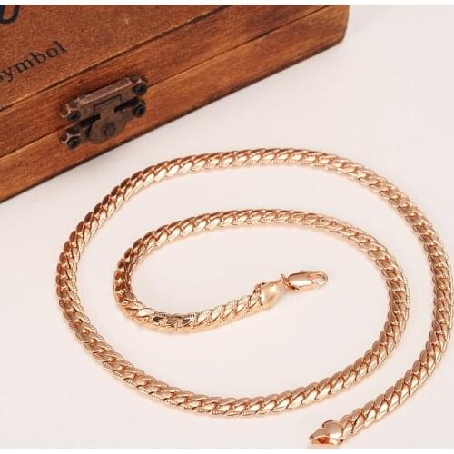 Bangrui Brand Necklace Wholesale 5MM Vintage Punk Rose Color Curb Chain For Women/Men Jewelelry Gift