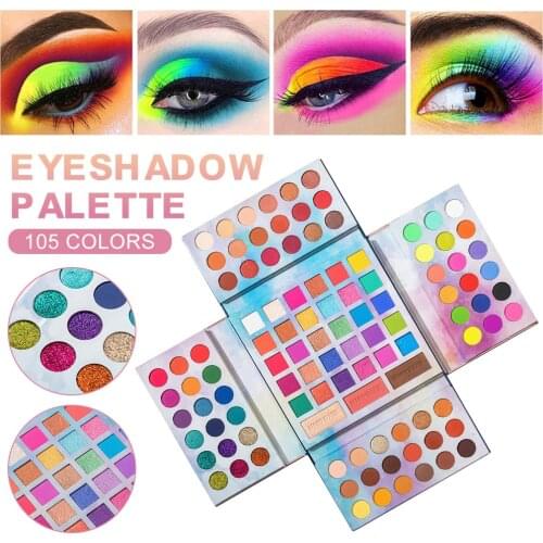 BEAUTY GLAZED 105 Colors Eyeshadow Palette Highly Pigmented Smudge-proof All in One Eyeshadow Powder Makeup for Women New