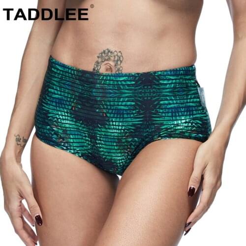 Taddlee Brand Womens Brief Swim Bottoms Bikini Swimsuits Classic Basic 3d Print Swimwear High Waist Bathing Suits Full Coverage