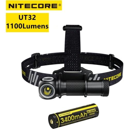 NITECORE UT32 Headlamp with CREE XP-I_2 V6 LED Dual-Sources 1100LM 6 Lighting Modes Waterproof Torch flashlight For Night Run
