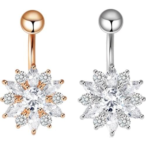 Hot Navel Piercing Angel Zircon Crystal Belly Button Piercings Love Crystal Stone Beads Gold Piercing Body Ring Jewelry