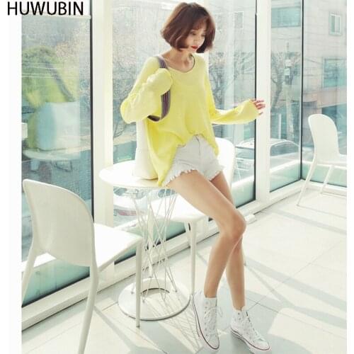 Женские однотонные футболки HUWUBIN China At AliExpress